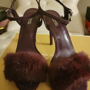 Brand New!!! Michael Kors Faye suede and real fur (rabbit) sandal